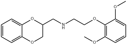 N-[2-(2,6-ジメトキシフェノキシ)エチル]-2,3-ジヒドロ-1,4-ベンゾジオキシン-2-メタンアミン 化学構造式