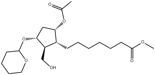 环戊烷庚酸,5-(乙酰氧基)-2-(羟基甲基)-3-[(四氢-2H-吡喃-2-基)氧基]-,甲酯,(1R,2S,3R,5S)-(...), 61302-47-4, 结构式