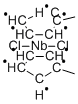 二塩化ビス(メチルシクロペンタジエニル)ニオブ 化学構造式