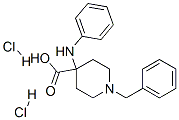 4-(フェニルアミノ)-1-(フェニルメチル)-4-ピペリジンカルボン酸・2塩酸塩 化学構造式