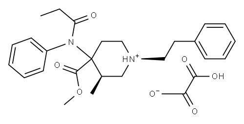 cis-(-)-4-(methoxycarbonyl)-3-methyl-1-phenethyl-4-(N-phenylpropionylamino)piperidinium hydrogen oxalate 结构式