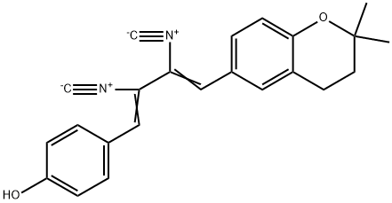 4-[4-(3,4-ジヒドロ-2,2-ジメチル-2H-1-ベンゾピラン-6-イル)-2,3-ジイソシアノ-1,3-ブタジエニル]フェノール 化学構造式