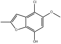 4-クロロ-5-メトキシ-2-メチルベンゾフラン-7-オール 化学構造式