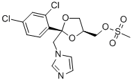rel-メタンスルホン酸2-(2,4-ジクロロフェニル)-2α*-[(1H-イミダゾール-1-イル)メチル]-1,3-ジオキソラン-4α*-イルメチル 化学構造式