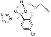 rel-1-[[2-(2,4-ジクロロフェニル)-4α*-[(2-プロピニルオキシ)メチル]-1,3-ジオキソラン-2α*-イル]メチル]-1H-イミダゾール 化学構造式
