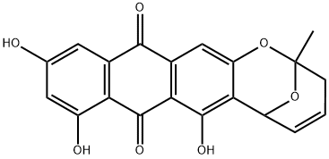 3,6-ジヒドロ-7,9,11-トリヒドロキシ-2-メチル-2,6-エポキシ-2H-アントラ[2,3-b]オキソシン-8,13-ジオン 化学構造式