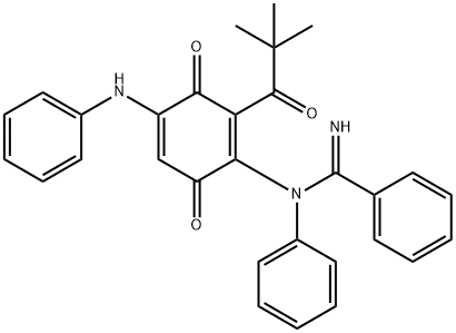 N-[2-(2,2-Dimethyl-1-oxopropyl)-3,6-dioxo-4-(phenylamino)-1,4-cyclohexadien-1-yl]-N-phenylbenzamidine Struktur