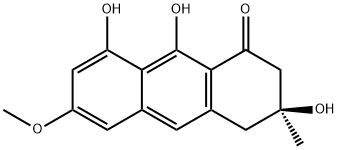 3,4-Dihydro-3,8,9-trihydroxy-3-methyl-6-methoxyanthracene-1(2H)-one Struktur