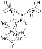 氯化(二-2-降冰片聚膦)( 2-二甲基氨甲基二茂铁-1-基)钯(Ⅱ),614753-51-4,结构式