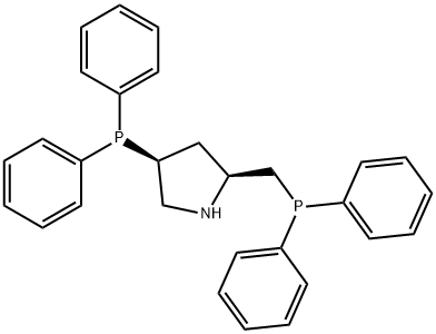 (2S,4S)-4-Diphenylphosphino 2-diphenylphosphinomethyl pyrrolidine Struktur