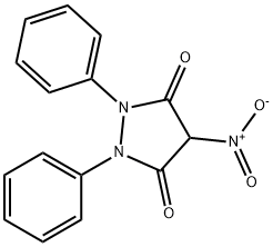 4-ニトロ-1,2-ジフェニル-3,5-ピラゾリジンジオン 化学構造式