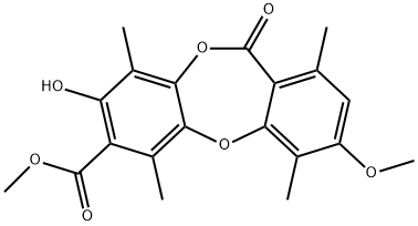 1,4,6,9-Tetramethyl-3-methoxy-8-hydroxy-11-oxo-11H-dibenzo[b,e][1,4]dioxepin-7-carboxylic acid methyl ester Structure