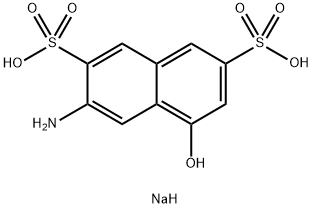ナトリウム=水素=3-アミノ-5-ヒドロキシ-2,7-ナフタレンジスルホナート 化学構造式