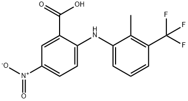 Benzoic  acid,  2-[[2-methyl-3-(trifluoromethyl)phenyl]amino]-5-nitro- Structure