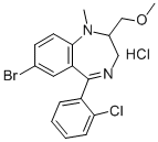 7-ブロモ-5-(2-クロロフェニル)-2,3-ジヒドロ-2-(メトキシメチル)-1-メチル-1H-1,4-ベンゾジアゼピン・塩酸塩 化学構造式