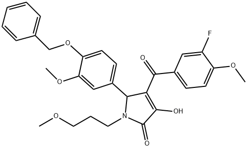 5-[4-(benzyloxy)-3-methoxyphenyl]-4-(3-fluoro-4-methoxybenzoyl)-3-hydroxy-1-(3-methoxypropyl)-1,5-dihydro-2H-pyrrol-2-one Structure