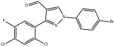 1-(4-BROMOPHENYL)-3-(2,4-DICHLORO-5-FLUOROPHENYL)-1H-PYRAZOLE-4-CARBALDEHYDE Struktur