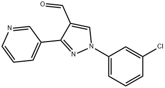 1-(3-クロロフェニル)-3-(3-ピリジニル)-1H-ピラゾール-4-カルブアルデヒド 化学構造式
