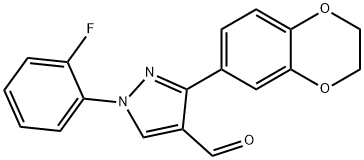1-(2-FLUOROPHENYL)-3-(2,3-DIHYDROBENZO[B][1,4]DIOXIN-6-YL)-1H-PYRAZOLE-4-CARBALDEHYDE,618101-80-7,结构式