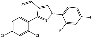 3-(2,4-DICHLOROPHENYL)-1-(2,4-DIFLUOROPHENYL)-1H-PYRAZOLE-4-CARBALDEHYDE,618101-87-4,结构式