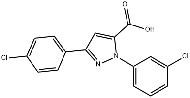 1-(3-CHLOROPHENYL)-3-(4-CHLOROPHENYL)-1H-PYRAZOLE-5-CARBOXYLIC ACID Structure