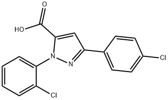 1-(2-CHLOROPHENYL)-3-(4-CHLOROPHENYL)-1H-PYRAZOLE-5-CARBOXYLIC ACID 结构式