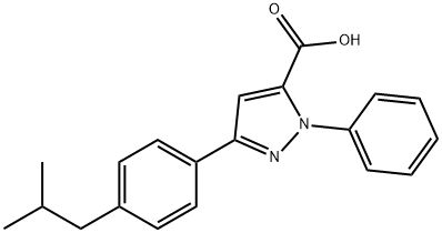 3-(4-ISOBUTYLPHENYL)-1-PHENYL-1H-PYRAZOLE-5-CARBOXYLIC ACID,618102-88-8,结构式