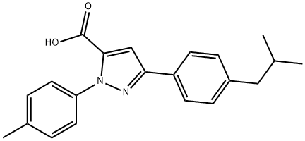 3-(4-ISOBUTYLPHENYL)-1-P-TOLYL-1H-PYRAZOLE-5-CARBOXYLIC ACID,618102-90-2,结构式