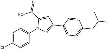 1-(4-CHLOROPHENYL)-3-(4-ISOBUTYLPHENYL)-1H-PYRAZOLE-5-CARBOXYLIC ACID,618102-92-4,结构式