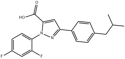 1-(2,4-DIFLUOROPHENYL)-3-(4-ISOBUTYLPHENYL)-1H-PYRAZOLE-5-CARBOXYLIC ACID Struktur