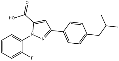 1-(2-FLUOROPHENYL)-3-(4-ISOBUTYLPHENYL)-1H-PYRAZOLE-5-CARBOXYLIC ACID Struktur