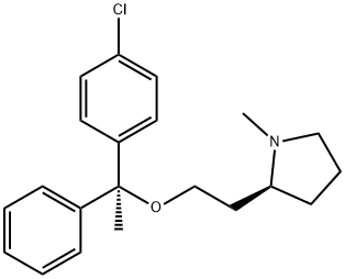 (-)-(2S)-2-[2-(αS)-(4-Chlorophenyl-α-methyl-α-phenylbenzyloxy)ethyl]-1-methylpyrrolidine Structure