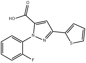 1-(2-FLUOROPHENYL)-3-(THIOPHEN-2-YL)-1H-PYRAZOLE-5-CARBOXYLIC ACID Struktur