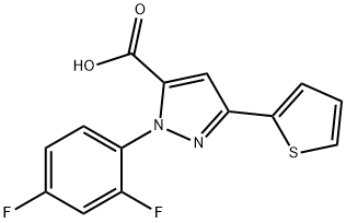 1-(2,4-二氟苯基)-3-(噻吩-2-基)-1H-吡唑-5-羧酸, 618382-86-8, 结构式