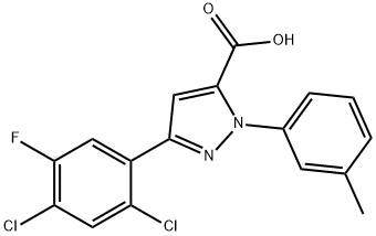 3-(2,4-DICHLORO-5-FLUOROPHENYL)-1-M-TOLYL-1H-PYRAZOLE-5-CARBOXYLIC ACID Structure
