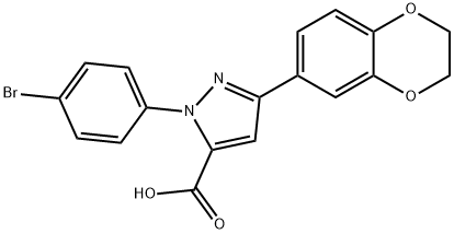 1-(4-BROMOPHENYL)-3-(2,3-DIHYDROBENZO[B][1,4]DIOXIN-7-YL)-1H-PYRAZOLE-5-CARBOXYLIC ACID 结构式