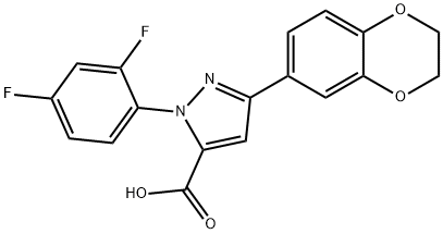 1-(2,4-DIFLUOROPHENYL)-3-(2,3-DIHYDROBENZO[B][1,4]DIOXIN-7-YL)-1H-PYRAZOLE-5-CARBOXYLIC ACID Structure