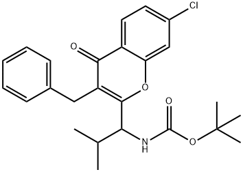 (R)-TERT-BUTYL 1-(3-BENZYL-7-CHLORO-4-OXO-4H-CHROMEN-2-YL)-2-METHYLPROPYLCARBAMATE, 618430-24-3, 结构式