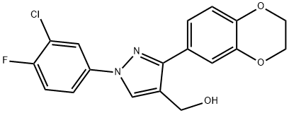 (1-(3-CHLORO-4-FLUOROPHENYL)-3-(2,3-DIHYDROBENZO[B][1,4]DIOXIN-7-YL)-1H-PYRAZOL-4-YL)METHANOL,618444-59-0,结构式