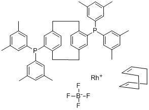 (R)-(-)-4,12-双(二-3,5-二甲苯基膦基)[2.2]对环芳烷(1,5-环辛二烯)铑(I)四氟硼酸盐, 619334-93-9, 结构式