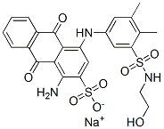 sodium 1-amino-4-[[3-(2-hydroxyethylsulfamoyl)-4,5-dimethyl-phenyl]amino]-9,10-dioxo-anthracene-2-sulfonate Structure