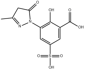 1-(2-hydroxy-3-carboxy-5-sulfophenyl)-3-methyl-5-pyrazolone Struktur