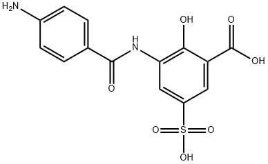 3-[(4-アミノベンゾイル)アミノ]-2-ヒドロキシ-5-スルホ安息香酸 化学構造式