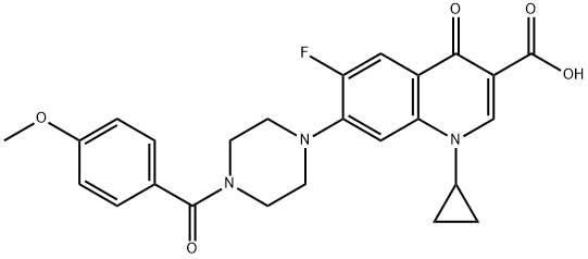 3-Quinolinecarboxylic acid, 1-cyclopropyl-6-fluoro-1,4-dihydro-7-[4-(4-Methoxybenzoyl)-1-piperazinyl]-4-oxo- Structure