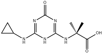 2-(6-シクロプロピルアミノ-1,4-ジヒドロ-4-オキソ-1,3,5-トリアジン-2-イルアミノ)-2-メチルプロピオン酸 化学構造式