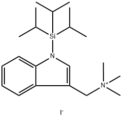 N,N,N-トリメチル[1-(トリイソプロピルシリル)-1H-インドール-3-イル]メタンアミニウムヨージド 化学構造式