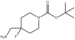 4-Aminomethyl-4-fluoro-piperidine-1-carboxylic acid tert-butyl ester Struktur