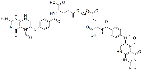 calcium (2S)-2-[[4-[(2-amino-5-formyl-4-oxo-1,6,7,8-tetrahydropteridin-6-yl)methylamino]benzoyl]amino]pentanedioate Struktur