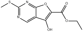 5-Hydroxy-2-methylsulfanyl-furo[2,3-d]pyrimidine-6-carboxylic acid ethyl ester Struktur