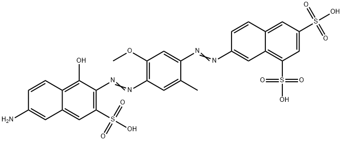 7-[2-Methyl-4-(1-hydroxy-3-sulfo-6-amino-2-naphtylazo)-5-methoxyphenylazo]-1,3-naphthalenedisulfonic acid 结构式